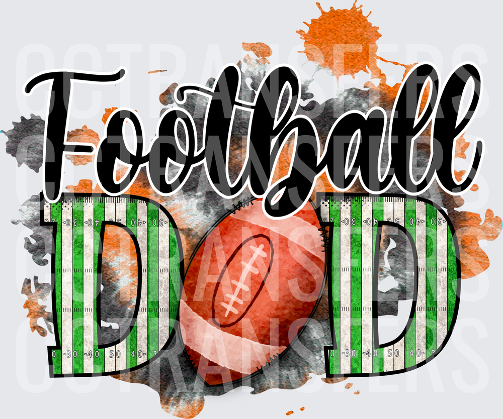 Football Dad Grunge Field Watercolor Splash Design (DTF)