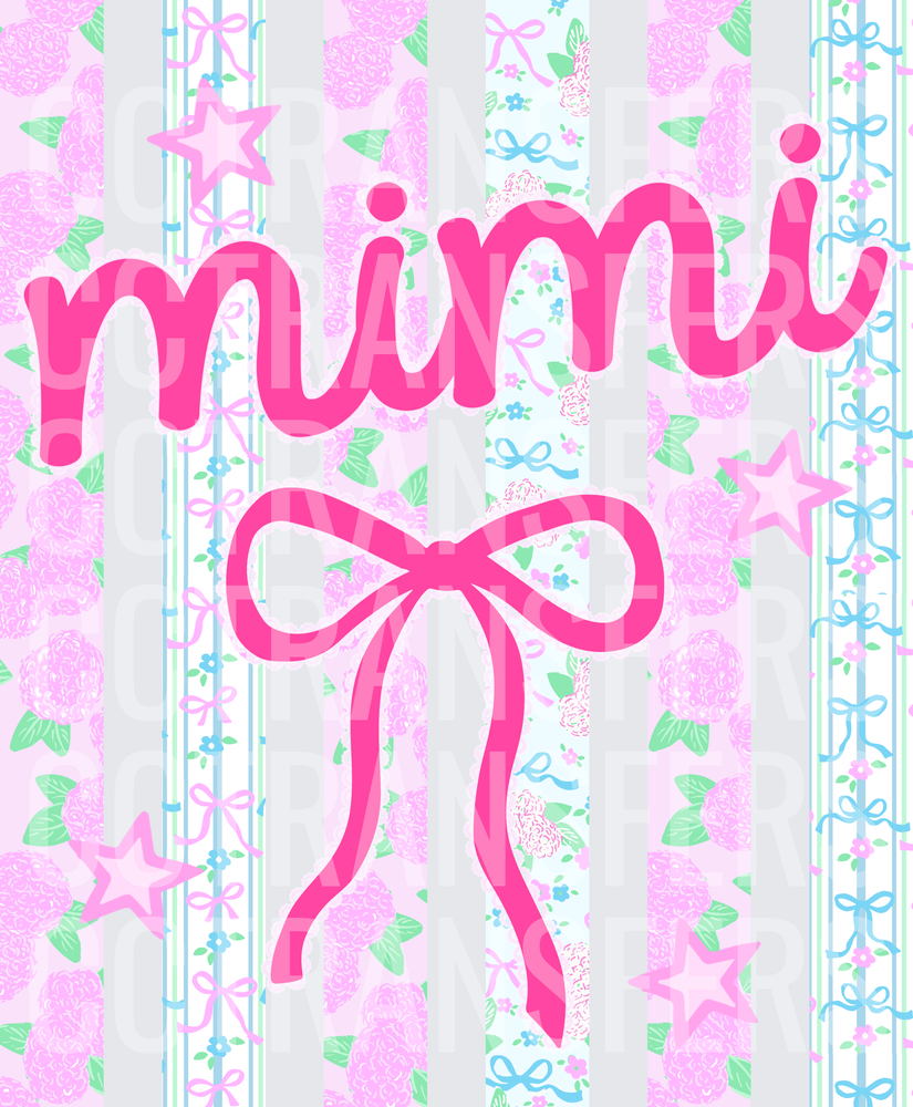 Mimi Hot Pink Bow Floral Stripe Coquette (DTF)