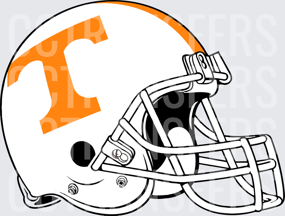 Orange T Logo White Football Helmet (DTF)