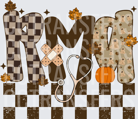 Fall Halloween RMA Medical Checkered Ghost Pumpkin (DTF)