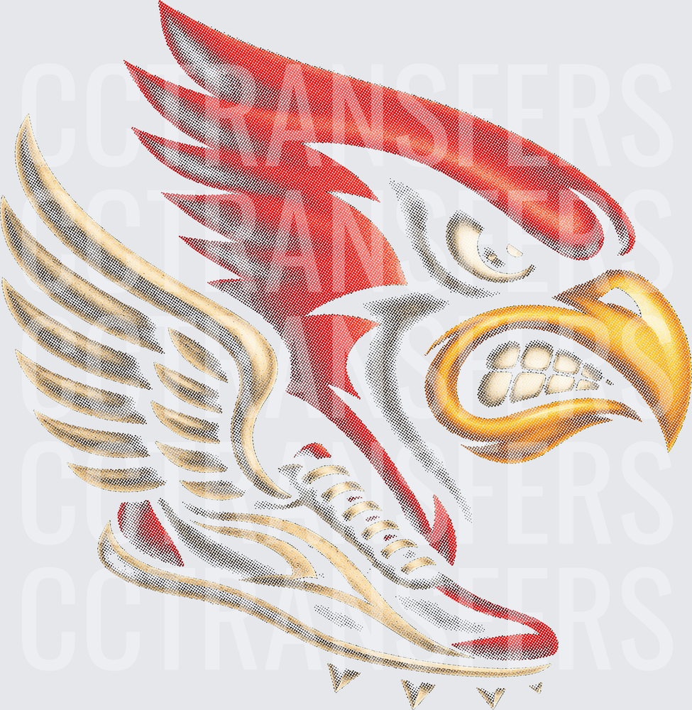 Fierce Red Hawk Head with Winged Cleat Mascot (DTF)