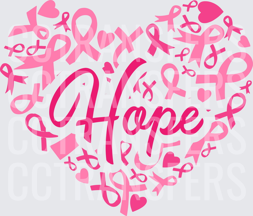 Pink Ribbon Heart Hope Breast Cancer Awareness (DTF)