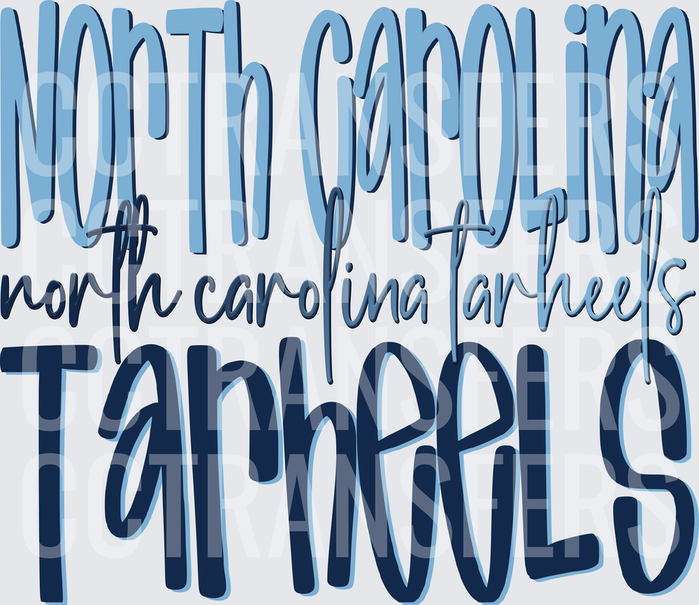 North Carolina Tarheels Layered Typography (DTF)