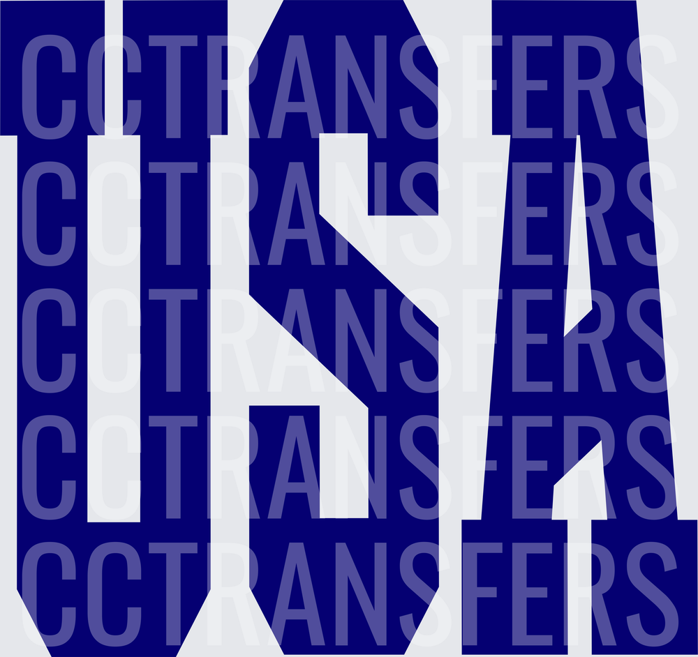 Bold Navy Blue USA Block Letter Collegiate Design (DTF)