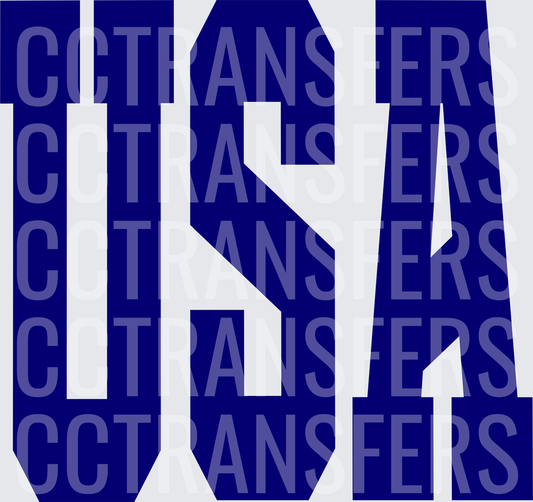 Bold Navy Blue USA Block Letter Collegiate Design (DTF)