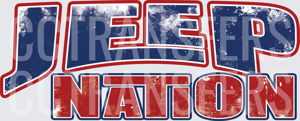 Jeep Nation Distressed Red White Blue Bold Lettering (DTF)