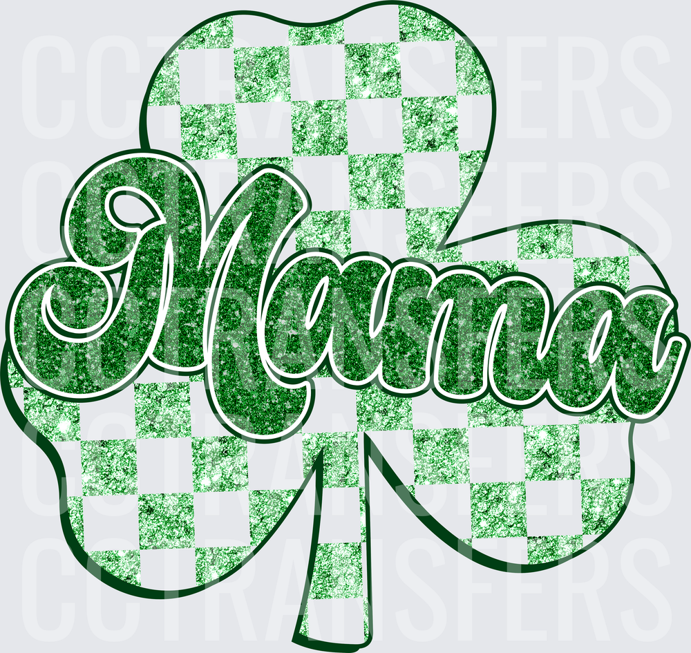 Glitter Checkered Shamrock Mama St. Patrick's Day (DTF)