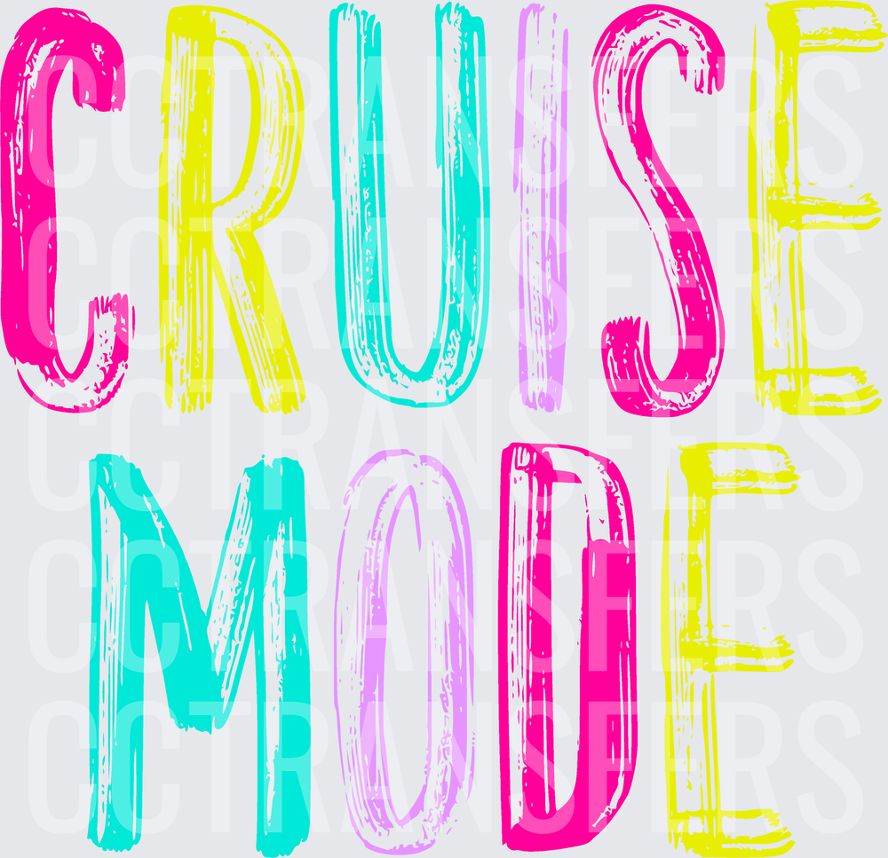 Cruise Mode Bold Colorful Brush Letter Design (DTF)
