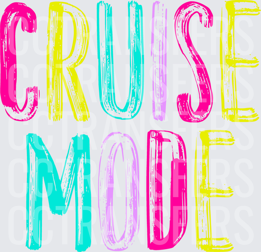 Cruise Mode Bold Colorful Brush Letter Design (DTF)
