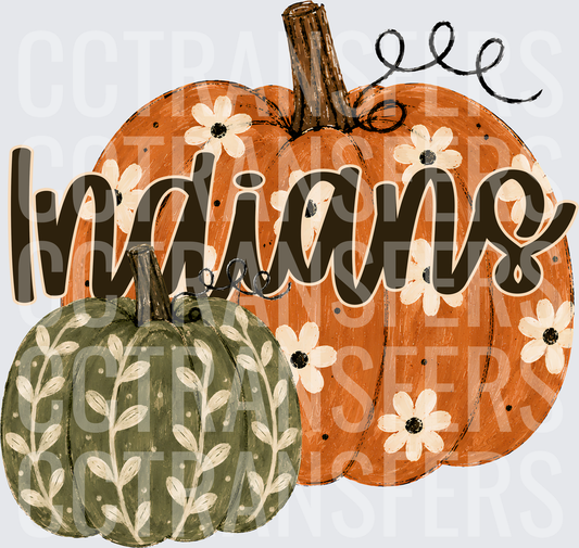 Indians Floral Pumpkin Fall Harvest Design (DTF)