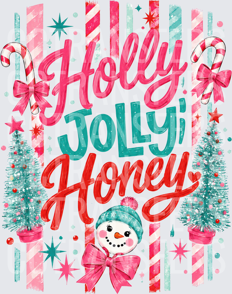 Holly Jolly Honey Snowman Christmas Typography (DTF)
