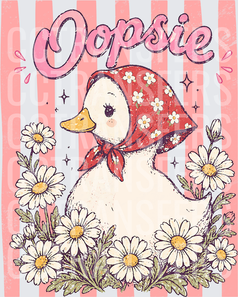 Oopsie Duck in Floral Bonnet with Daisies (DTF)