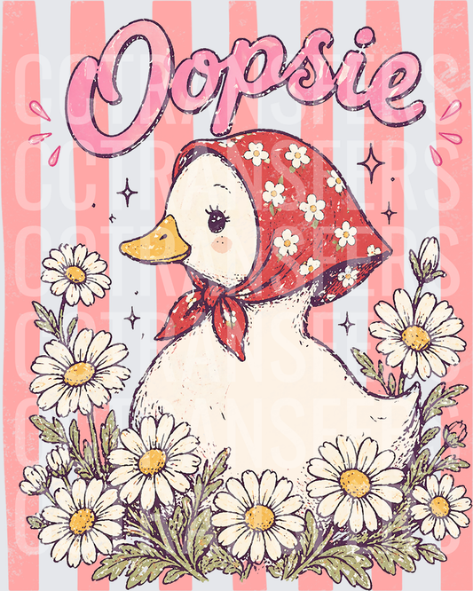 Oopsie Duck in Floral Bonnet with Daisies (DTF)