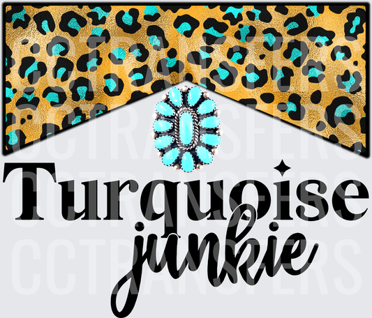 Turquoise Junkie Gold Leopard Print Western Ring (DTF)