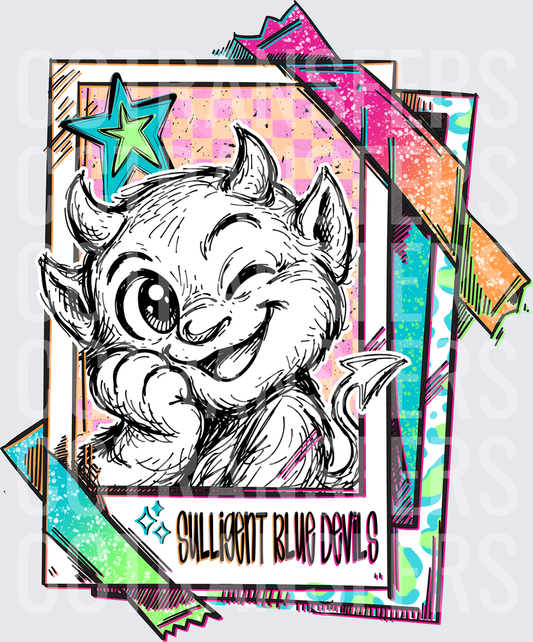 Sulligent Blue Devils Cute Horned Mascot Trading Card (DTF)