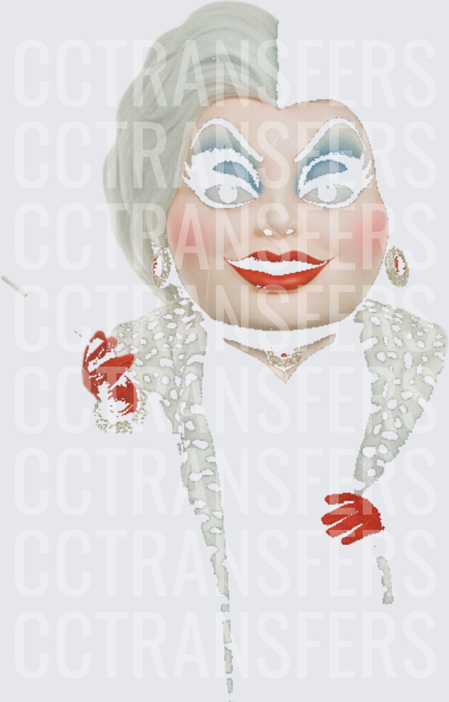 Glamorous Villain Woman White Hair Red Gloves Bold Makeup (DTF)