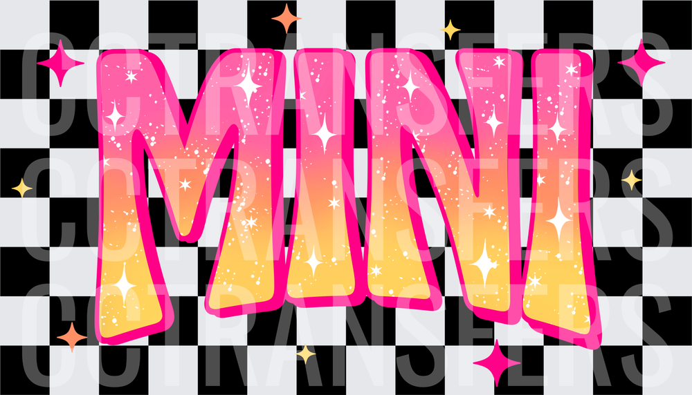 Sparkle Gradient MINI Bold Text Checkered Background (DTF)