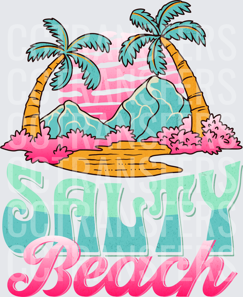 Salty Beach Tropical Island Palm Trees Retro (DTF)