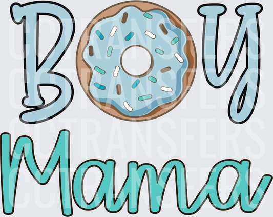 Boy Mama Blue Frosted Donut with Sprinkles (DTF)