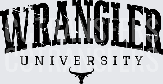 Wrangler University Distressed Longhorn Arch Text (DTF)