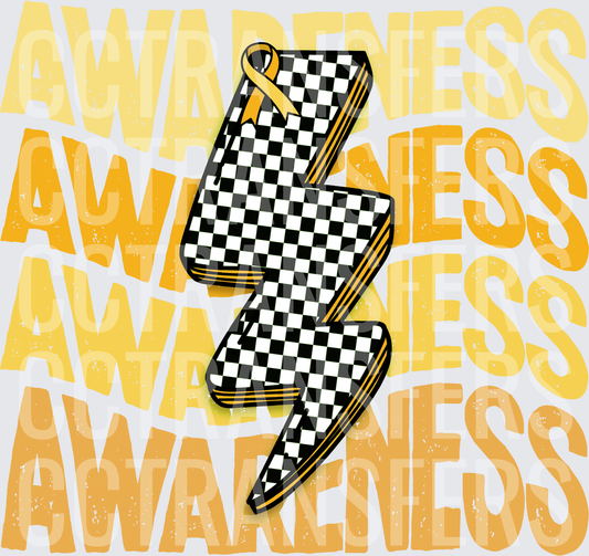 Childhood Cancer Awareness Checkered Lightning Bolt (DTF)