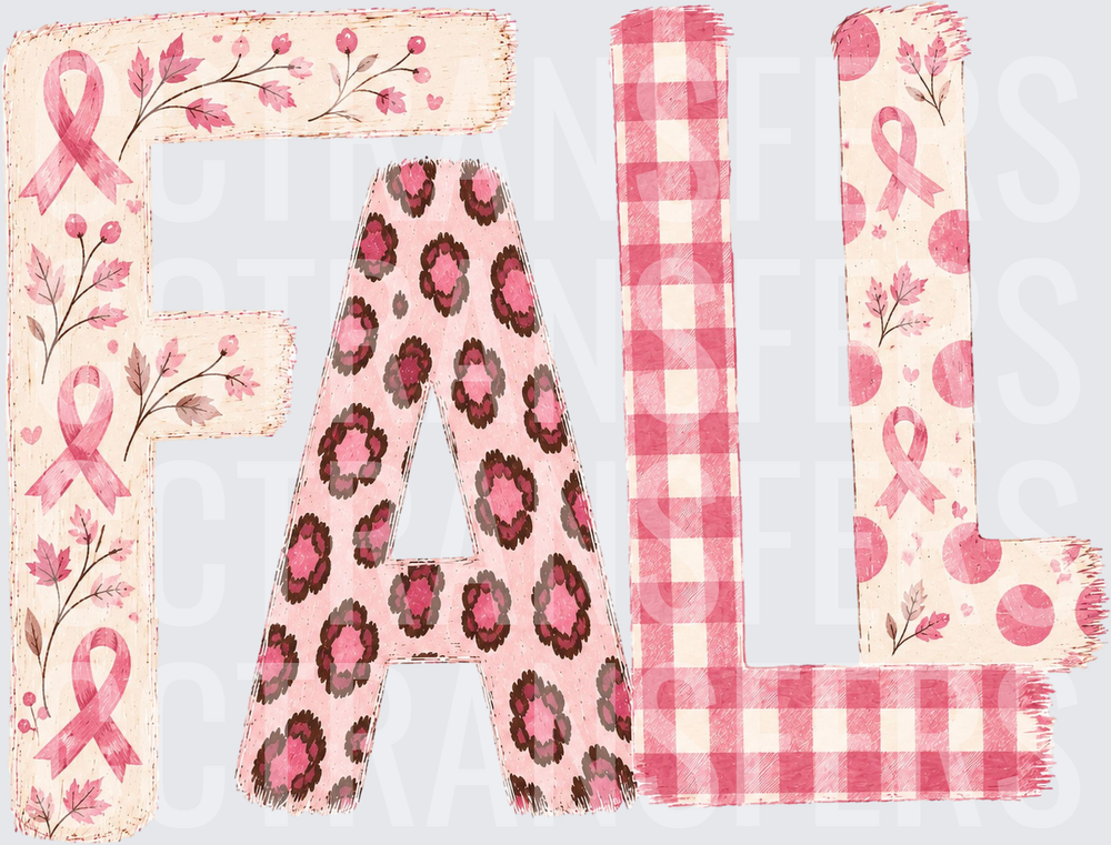 Fall Pink Ribbon Awareness Mixed Pattern Letters (DTF)