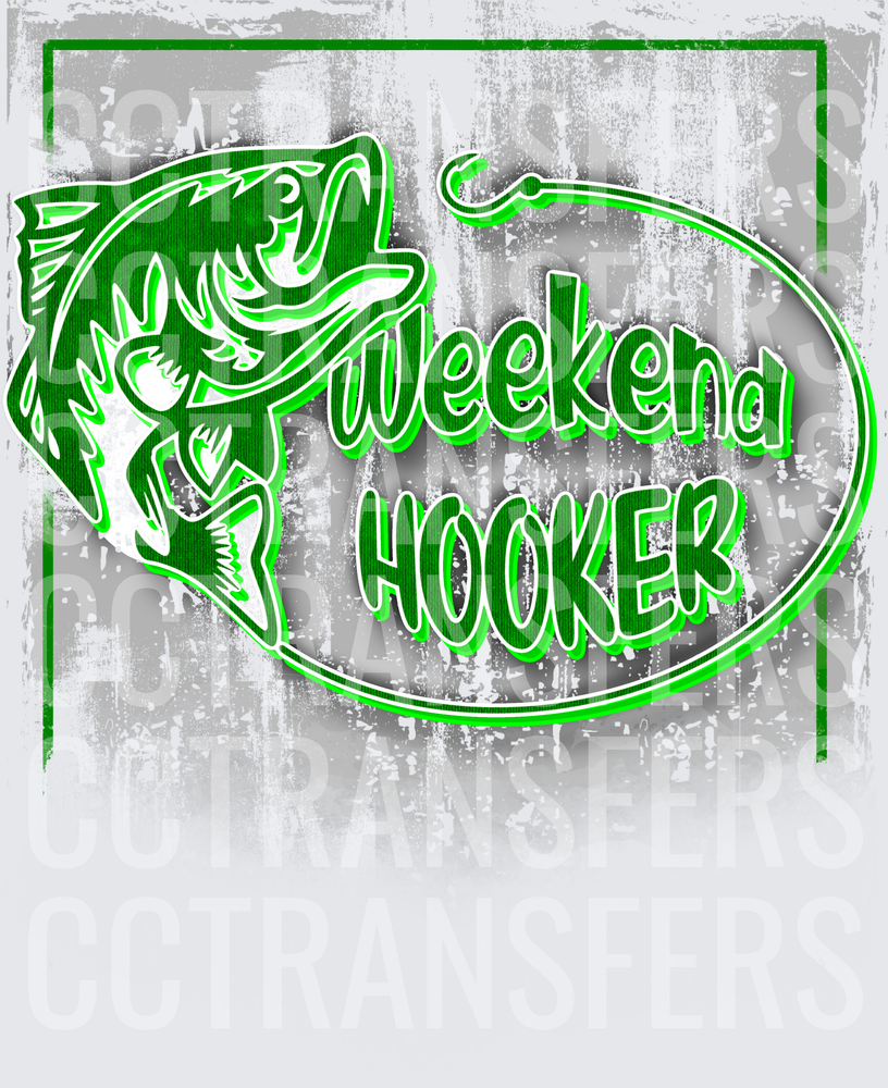 Weekend Hooker Bass Fish Grunge Oval (DTF)