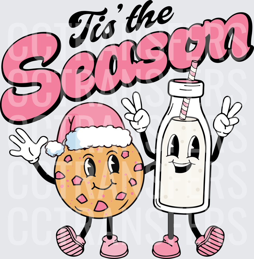 Tis The Season Retro Cookie & Milk Christmas Duo (DTF)