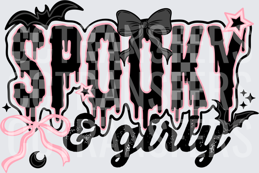 Spooky & Girly Checkered Drip Bow Halloween (DTF)