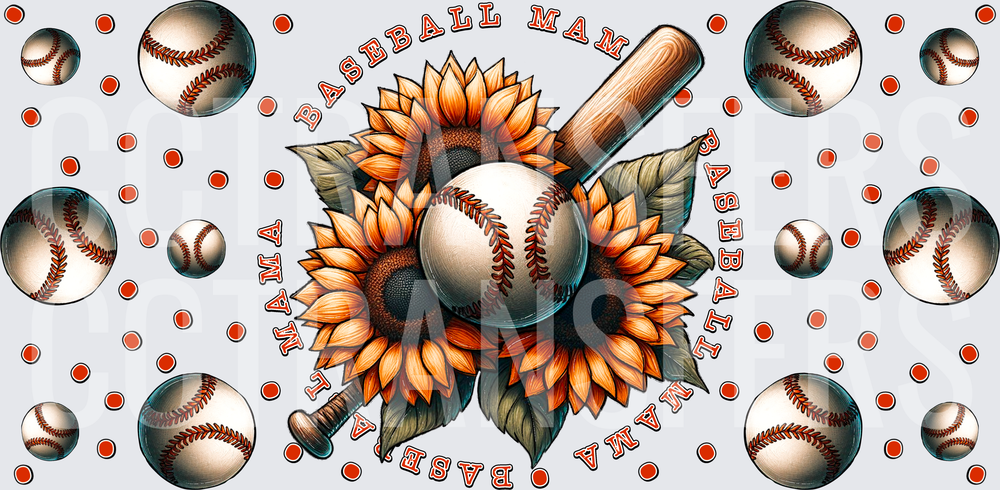 Baseball Mama Sunflower Bat Ball Wraparound (DTF)