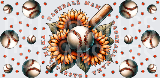 Baseball Mama Sunflower Bat Ball Wraparound (DTF)