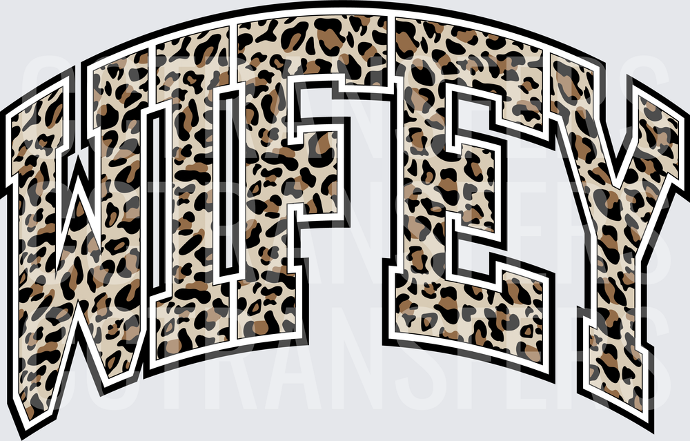 Wifey Arched Varsity Leopard Print Letters (DTF)