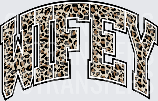Wifey Arched Varsity Leopard Print Letters (DTF)