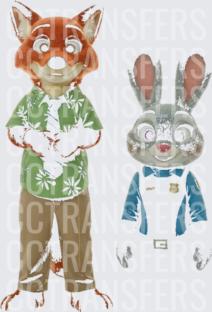 Animated Fox & Bunny Cop Duo Characters (DTF)