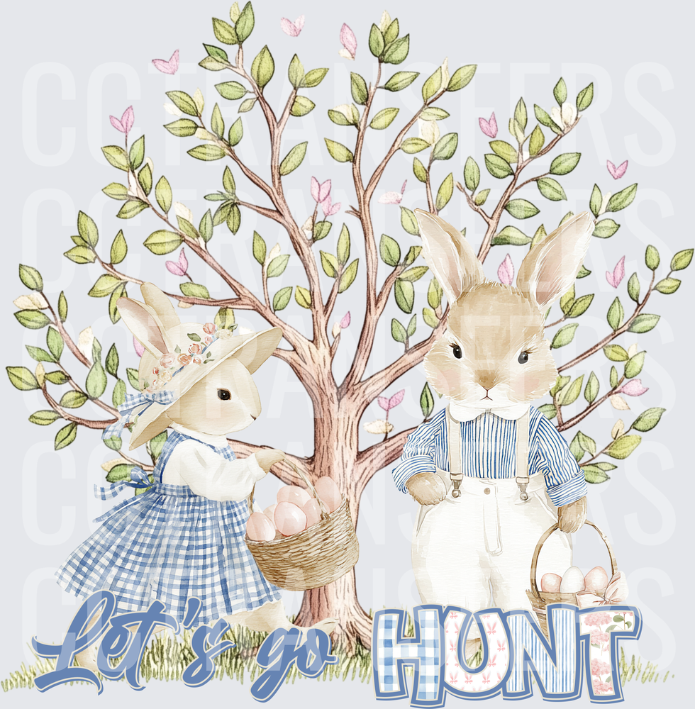 Let's Go Hunt Easter Bunnies Spring Tree Basket (DTF)