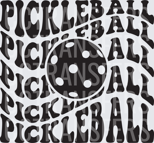 Retro Wavy Pickleball Text Pattern with Ball (DTF)