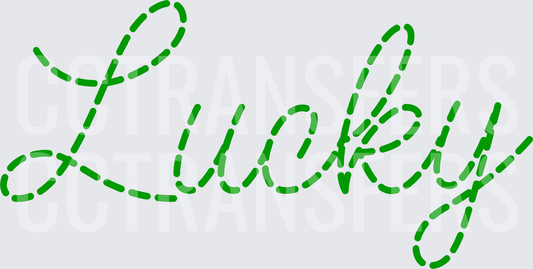 Green Dashed Cursive Lucky Script St. Patrick's Day (DTF)