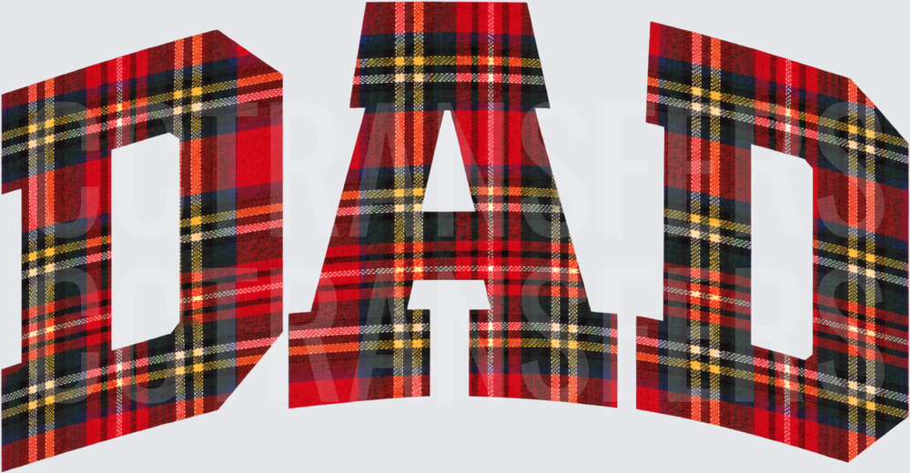 Red Plaid Flannel DAD Bold Varsity Letters (DTF)