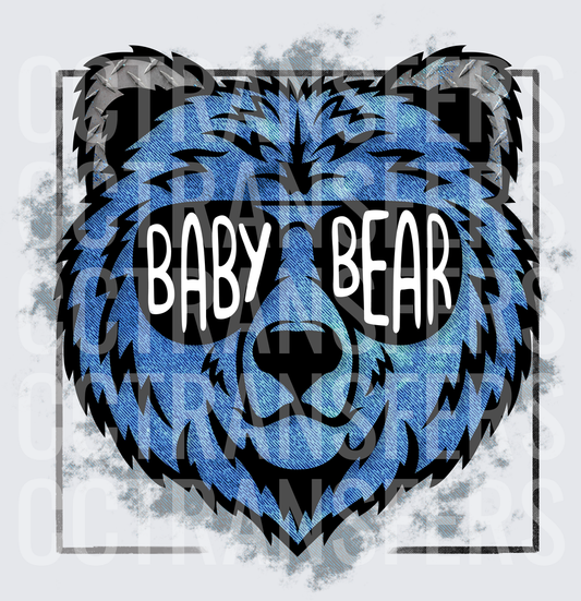 Blue Bear Face Wearing Sunglasses Baby Bear (DTF)