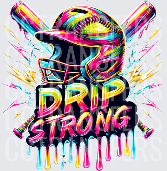 Drip Strong Neon Softball Helmet Crossed Bats Lightning (DTF)