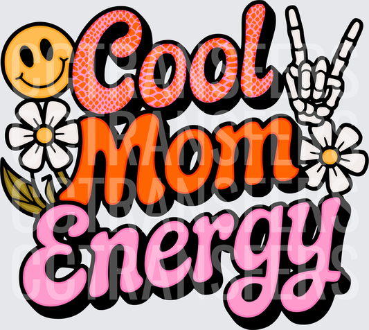 Cool Mom Energy Retro Floral Skeleton Rock Hand (DTF)