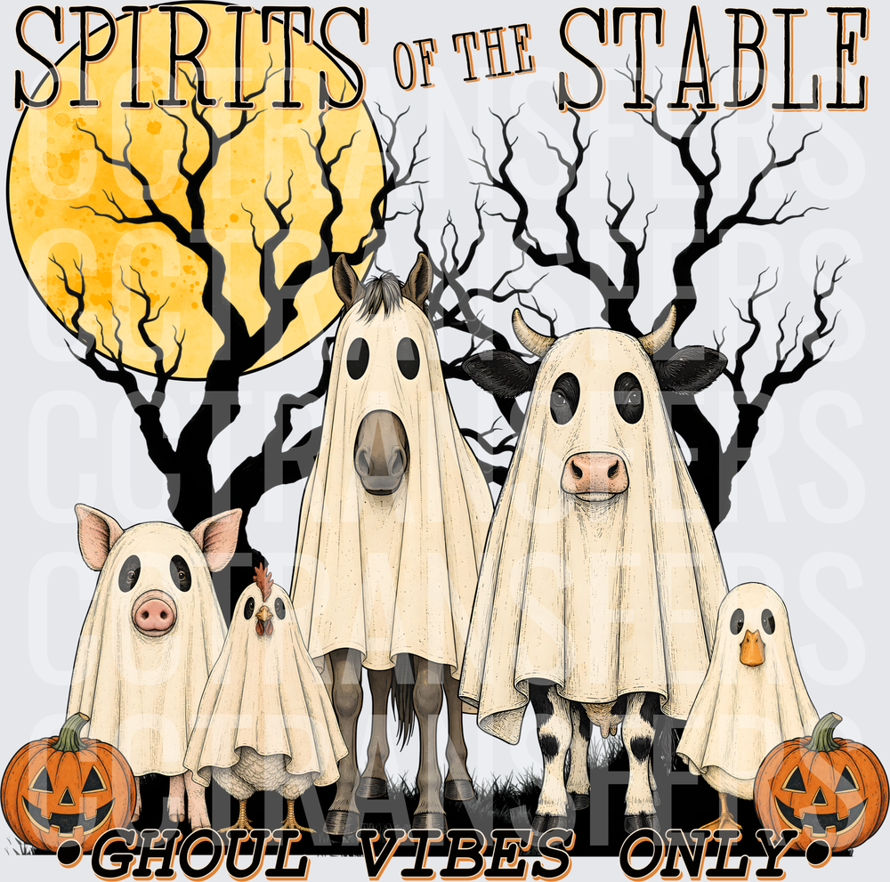 Spirits of the Stable Ghoul Vibes Only Farm Animals Ghost Halloween (DTF)