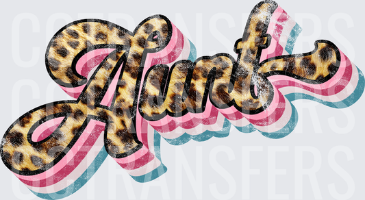 Aunt Leopard Print Retro Layered Script (DTF)