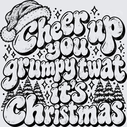 Cheer Up You Grumpy Twat It's Christmas Retro Bubble (DTF)