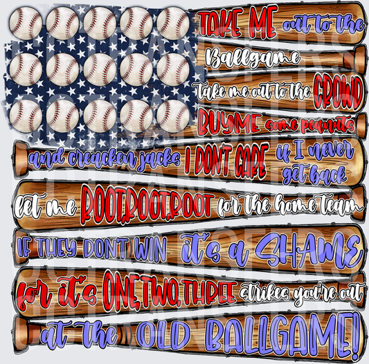 Patriotic Baseball Bats Take Me Out to the Ballgame Song (DTF)