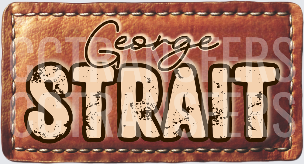 Vintage Leather Patch George Strait Bold Western Text (DTF)