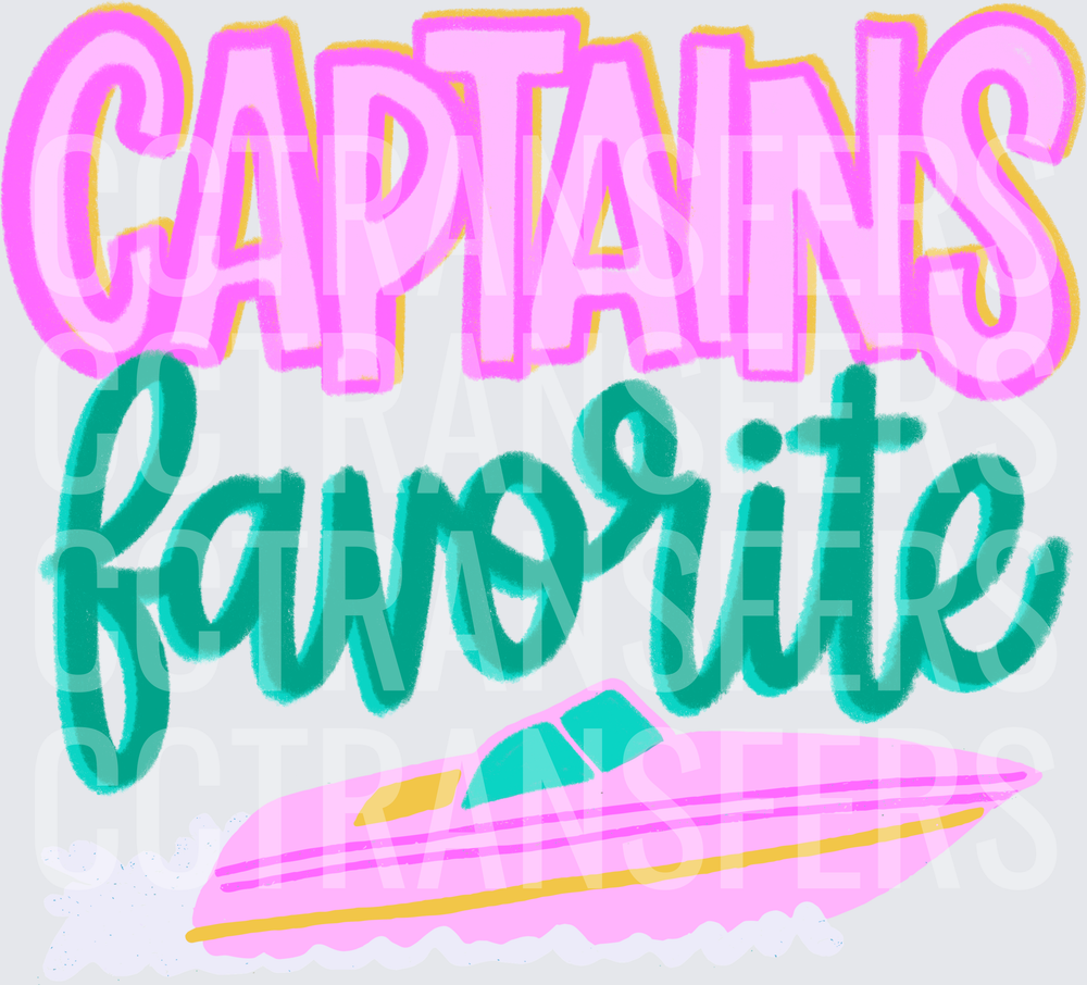 Captains Favorite Pink Speedboat Graphic (DTF)