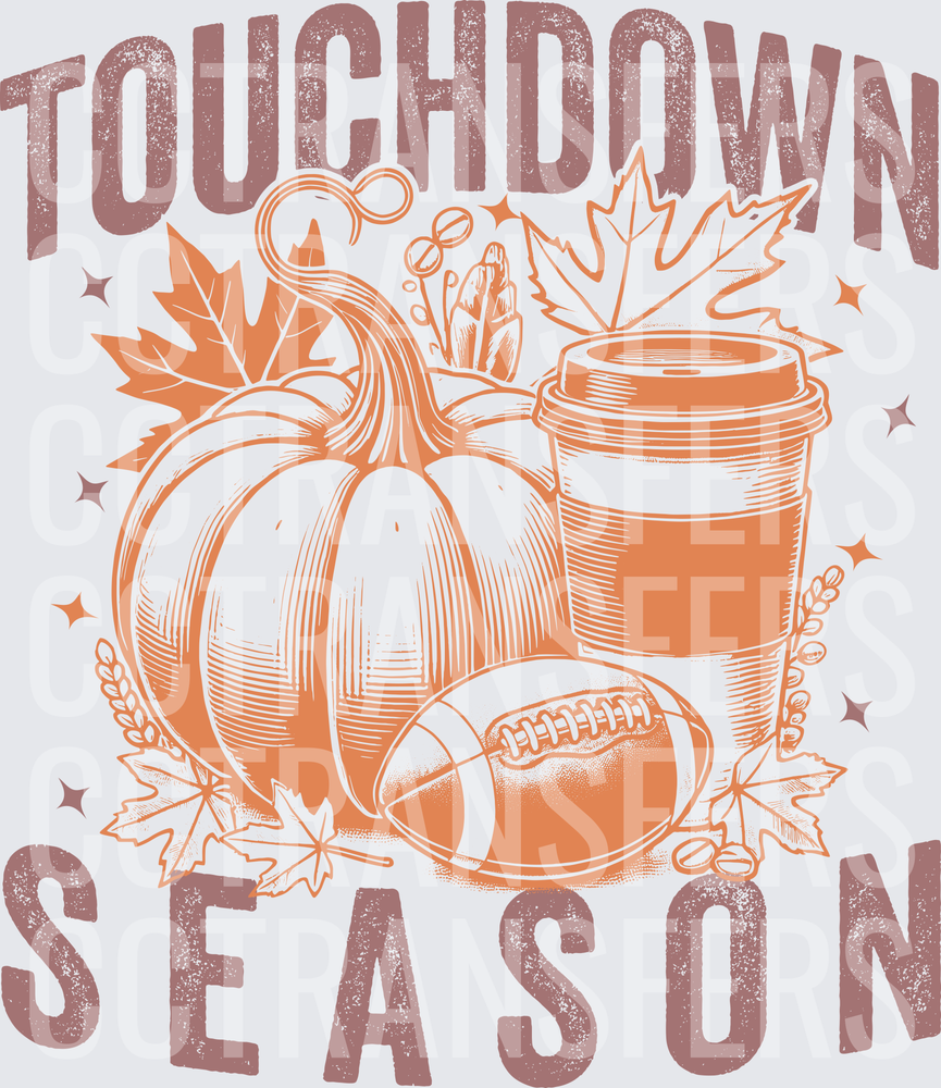 Touchdown Season Fall Pumpkin Football Coffee (DTF)