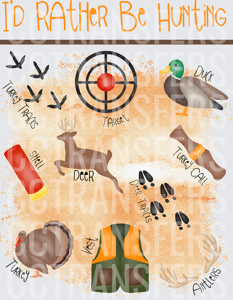 I'd Rather Be Hunting Outdoor Icons Collage (DTF)