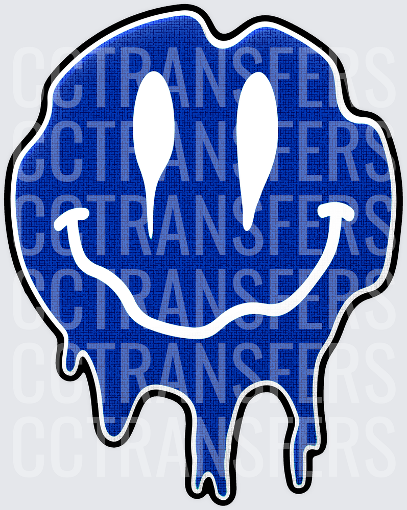 Blue Melting Drip Smiley Face (DTF)